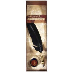 𝐀𝐋𝐀𝐃𝐈𝐍𝐄 Writers Pen Quill & Ink Set Bottle Blue